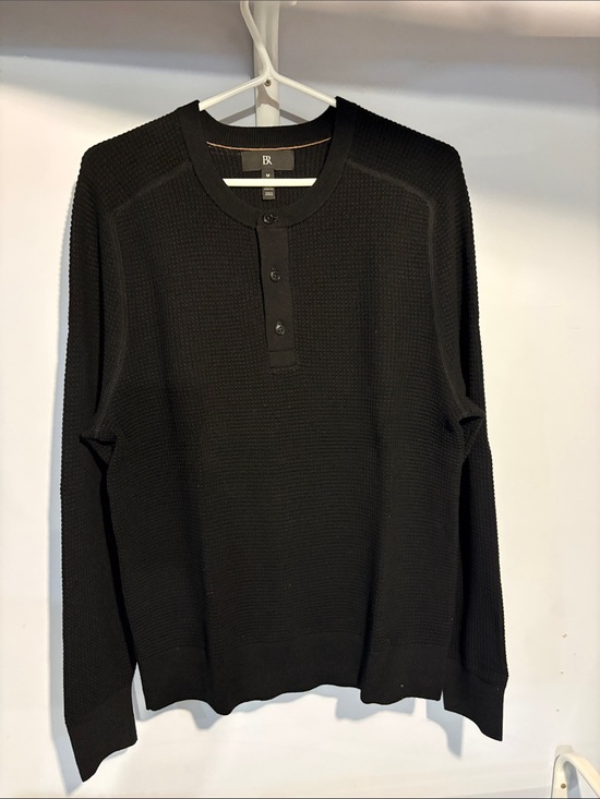 Banana Republic Other - Banana Republic Black Waffle-Knit Henley Crewneck Sweater - Men